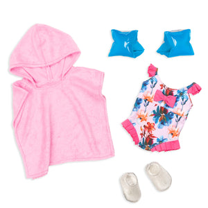 Floral Print Bathing Suit Doll Outfit and Accessories - Our Generation Seaside Blossom