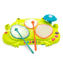 Load image into Gallery viewer, B. Toys Frog Drum with 7 Musical Sounds for Kids 2 years and Up
