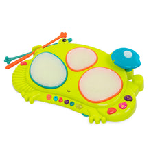 Load image into Gallery viewer, B. Toys Frog Drum with 7 Musical Sounds for Kids 2 years and Up
