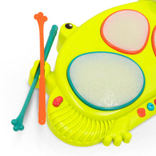 Load image into Gallery viewer, B. Toys Frog Drum with 7 Musical Sounds for Kids 2 years and Up
